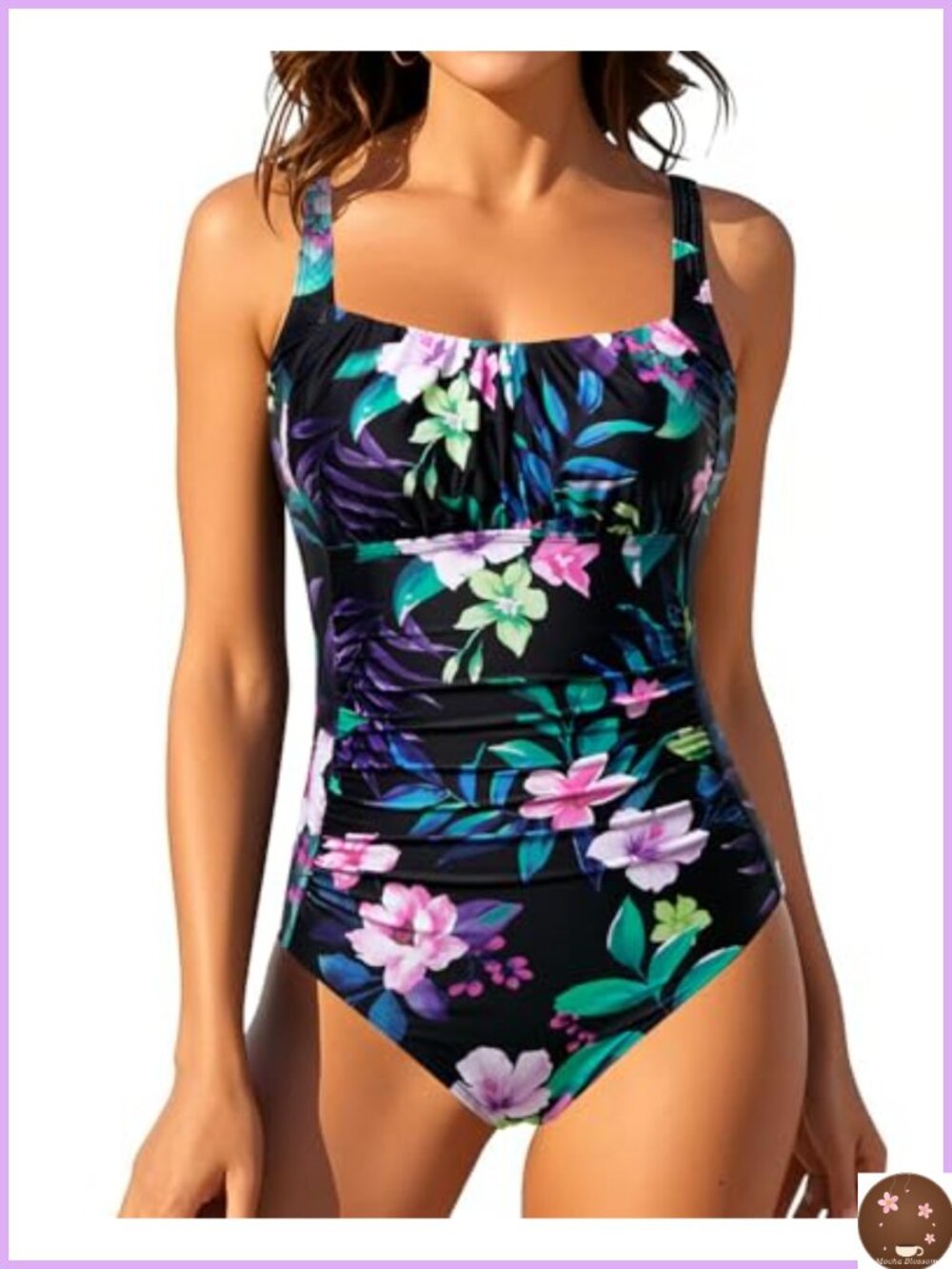 Tummy Control One Piece Swimwear Ruched Vintage Bathing Suit